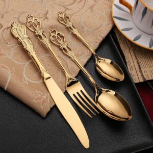 4pcs Gold Cutlery Set European Style