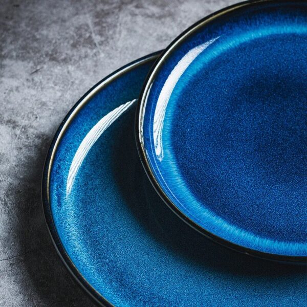 4size Tray For Decoration Blue Dishes For Serving Kiln Change Dinner Set 12 People Plates Hand 2