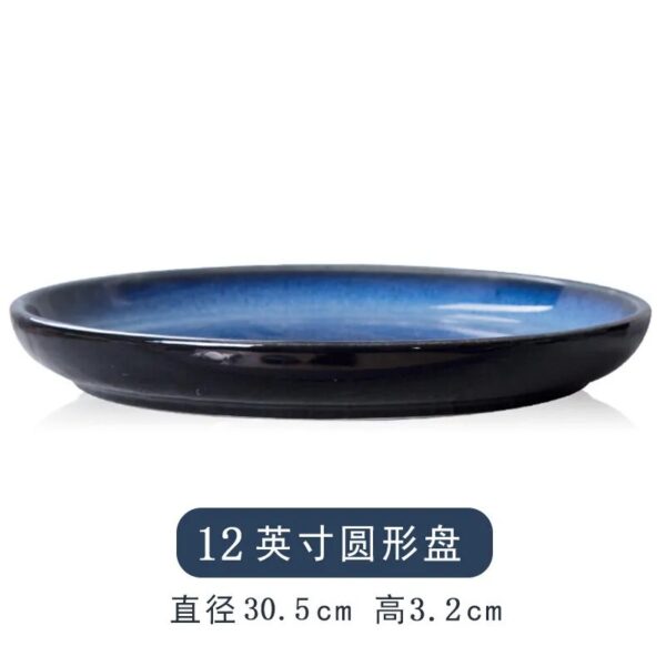 4size Tray For Decoration Blue Dishes For Serving Kiln Change Dinner Set 12 People Plates Hand 5