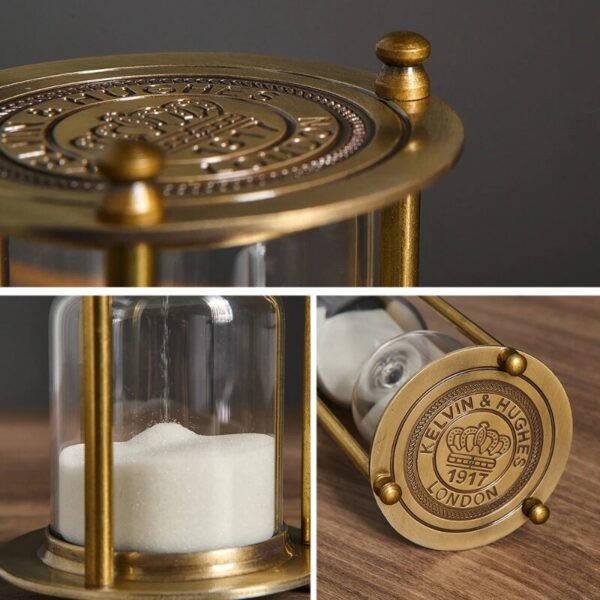 5 10 15 30 60 Minutes Classical Metal Three Column Hourglass Timer European Vintage Bookshelf Study 3