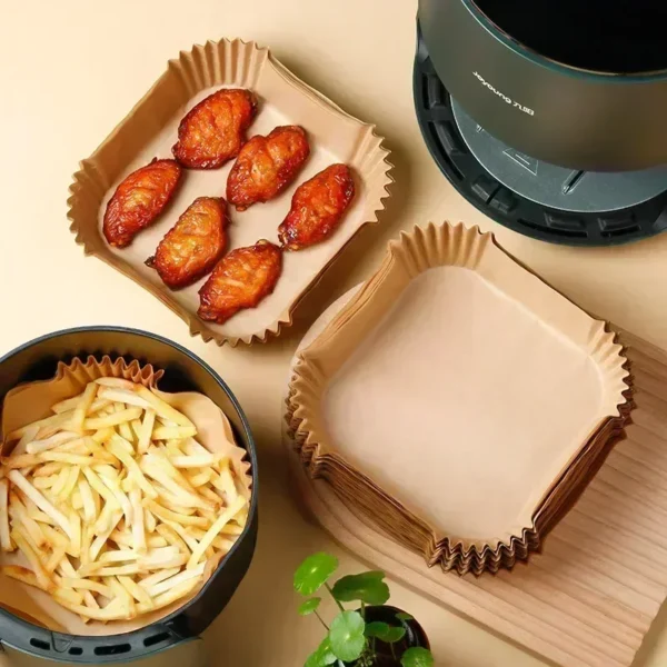 50 100pcs Air Fryer Disposable Paper Square Round Baking Paper Barbecue Plate Nonstick Mat Kitchen Oven 1