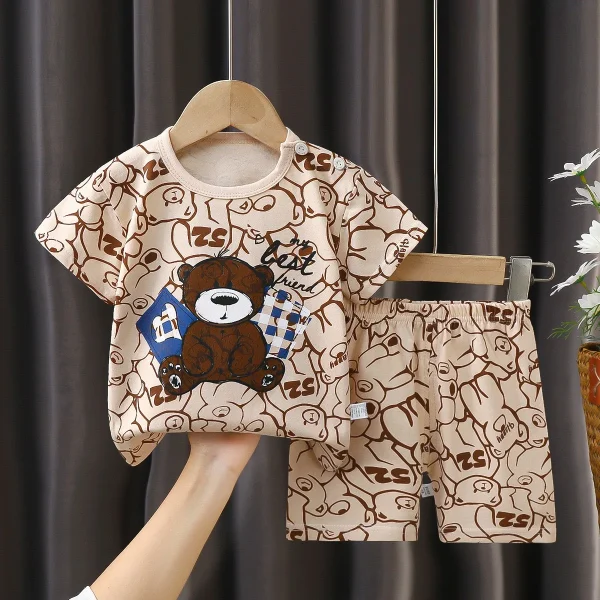 6 12months Kids Sleeve Outfits T Shirt Shorts 2pcs Cartoon Cars Animals Sets Pure Cotton O 4