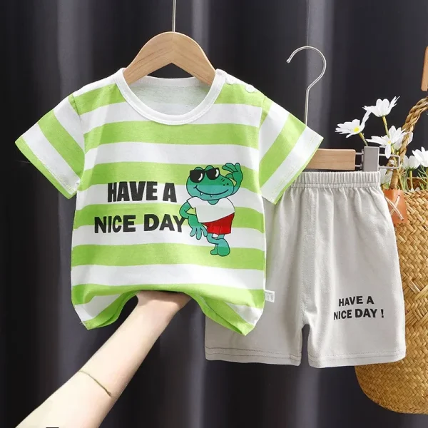 6 12months Kids Sleeve Outfits T Shirt Shorts 2pcs Cartoon Cars Animals Sets Pure Cotton O 5