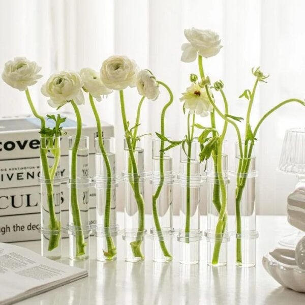 6 8pcs Hinged Flower Vase Clear Glass Test Tube Hanging Flower Holder For Home Decor 1