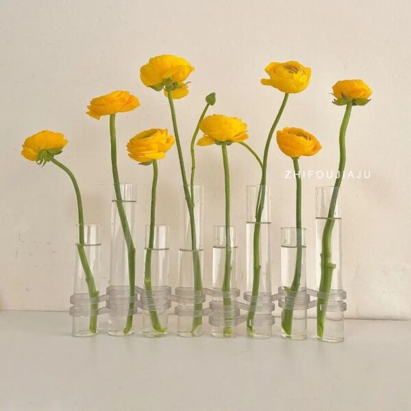 6 8pcs Hinged Flower Vase Clear Glass Test Tube Hanging Flower Holder For Home Decor 2