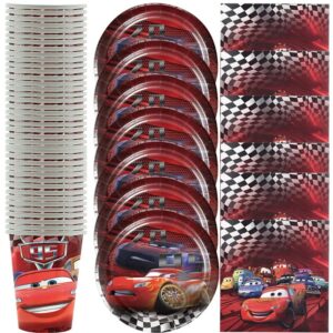 60pcs Lot Cars Lightning Mcqueen Theme Tableware Set Birthday Party Plates Cups Dishes Decoration Baby Shower