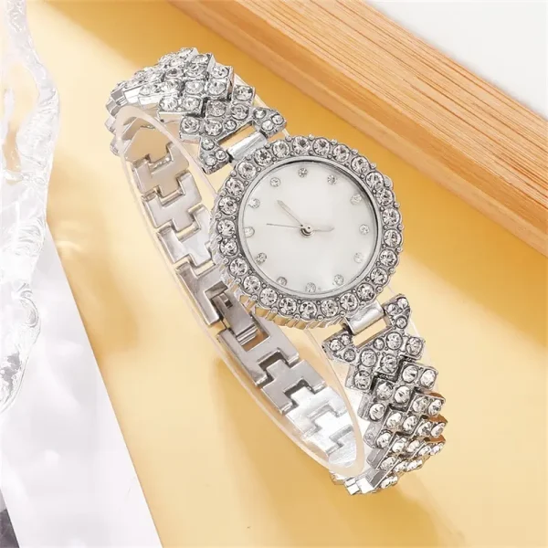 6pcs Set Luxury Watch Women Ring Necklace Earring Rhinestone Fashion Wristwatch Casual Ladies Watches Bracelet Set 5