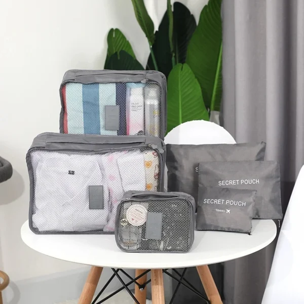 6pcs Set Travel Clothes Storage Waterproof Bags Portable Luggage Organizer Pouch Packing Cube 9 Colors Local 2