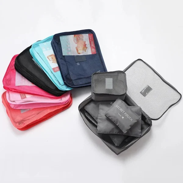 6pcs Set Travel Clothes Storage Waterproof Bags Portable Luggage Organizer Pouch Packing Cube 9 Colors Local 4