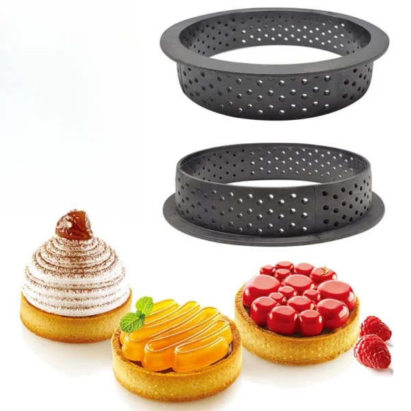 6pcs Tarte Ring Cutting Tart Mold Mousse Diy Kit Perforated Cake Round Circle Dessert Bakeware Cutter 1