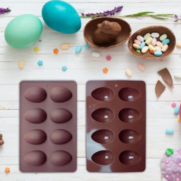 8 Cavity Half Egg Shape Chocolate Mold For Easter Baking Candy Decorating Diy Cake Easter Egg 1