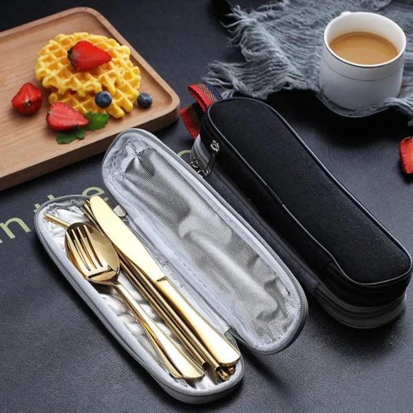 8pcs Set Tableware Reusable Travel Cutlery Set Camp Utensils Set With Stainless Steel Spoon Fork Chopsticks 4