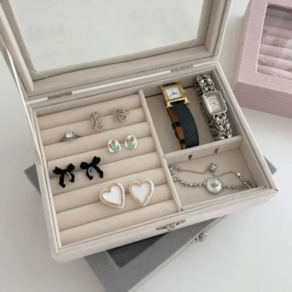 9 Grid Large Capacity Jewelry Storage Box Multi Layer Portable Storage Box Necklace Earrings Ear Clips 2