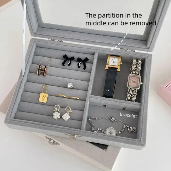 9 Grid Large Capacity Jewelry Storage Box Multi Layer Portable Storage Box Necklace Earrings Ear Clips