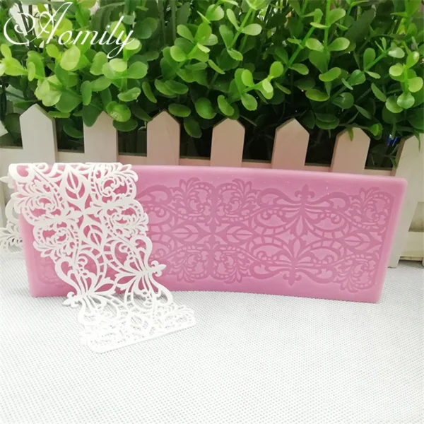 Aomily Flower Lace Cake Silicone Fondant Mold Sugar Craft Icing Mat Pad Baking Cake Decorating Tools 2