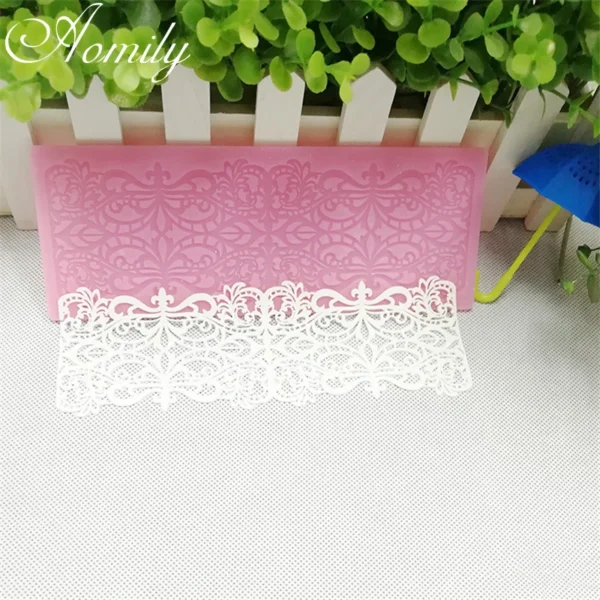 Aomily Flower Lace Cake Silicone Fondant Mold Sugar Craft Icing Mat Pad Baking Cake Decorating Tools 3