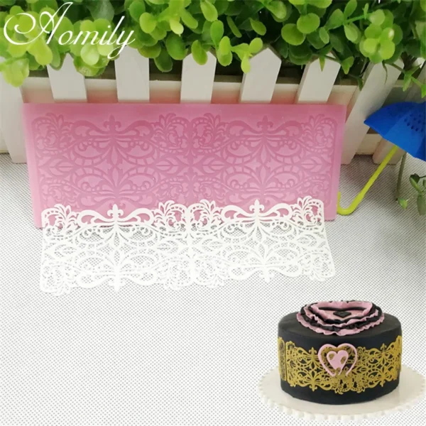 Aomily Flower Lace Cake Silicone Fondant Mold Sugar Craft Icing Mat Pad Baking Cake Decorating Tools