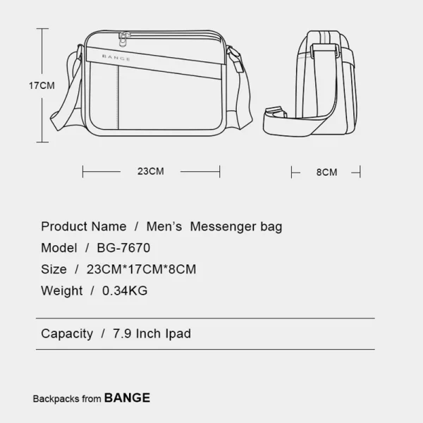 Bange 2023 Men S Shoulder Bags Nylon Business Man Bags 8 6 Briefcase Canvas Crossbody Bags 2