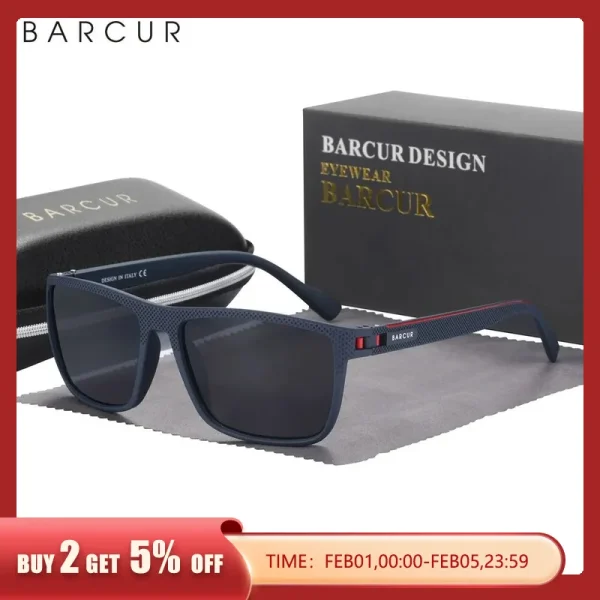 Barcur Design Tr90 Sunglasses Men Polarized Light Weight Sports Sun Glasses Women Eyewear Accessory Oculos Uvab