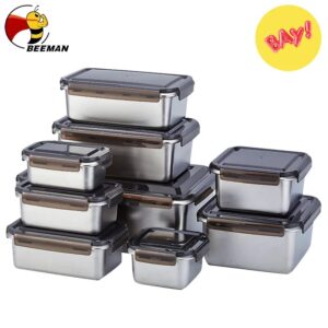 Beeman Stainless Steel Lunch Box With Sealed Lid Food Storage Containers Freezer Dishwasher Oven Safe For