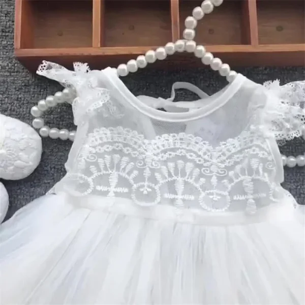 Baby Birthday Princess Dress Elegant Girl Embroidery Flower Beaded White Baptism Tutu Gown Kids Formal Evening 4