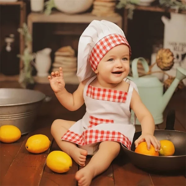 Baby Photography Cosplay Costumes Cook Clothing Apron Kids Play House Costume Photo Shoot Clothes Performance Chef 1