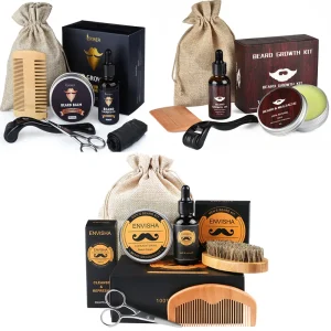 Beard Growth Kit For Men Barbe Hair Enhancerbeard Essential Oil Moisturizing Wax Growth Roller Comb Styling