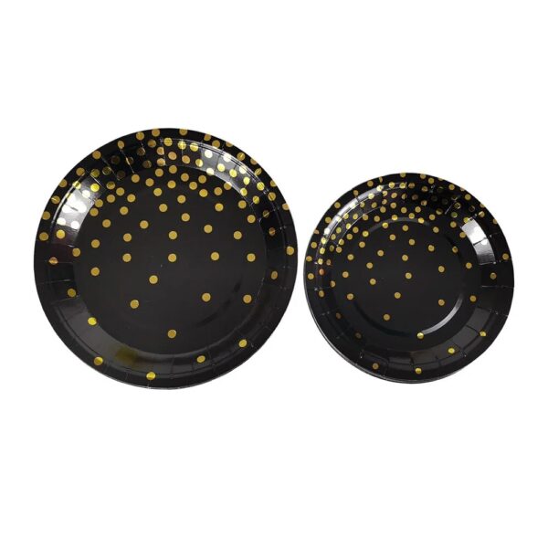 Black Gold Party Disposable Tableware Set Paper Cups Plates Straws Cake Stand Table Decoration Wedding Birthday 1