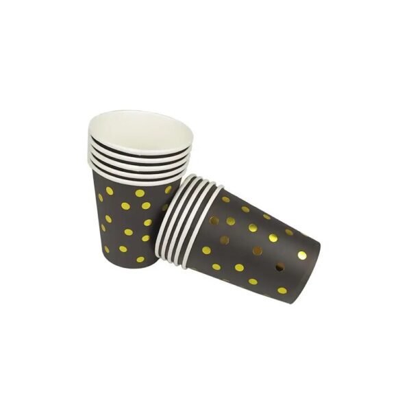 Black Gold Party Disposable Tableware Set Paper Cups Plates Straws Cake Stand Table Decoration Wedding Birthday 2