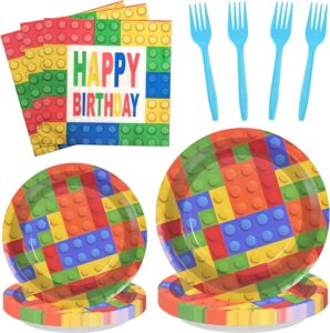 Building Blocks Kids Birthday Party Decoration Legoing Theme Disposable Tableware Set Boy Baby Girl Birthday Party Gift Supplies