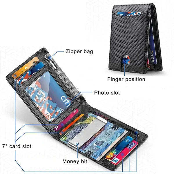 Carbon Fiber Rfid Men Wallets Money Bag Slim Thin Card Man Wallet Luxury Male Small Short 3