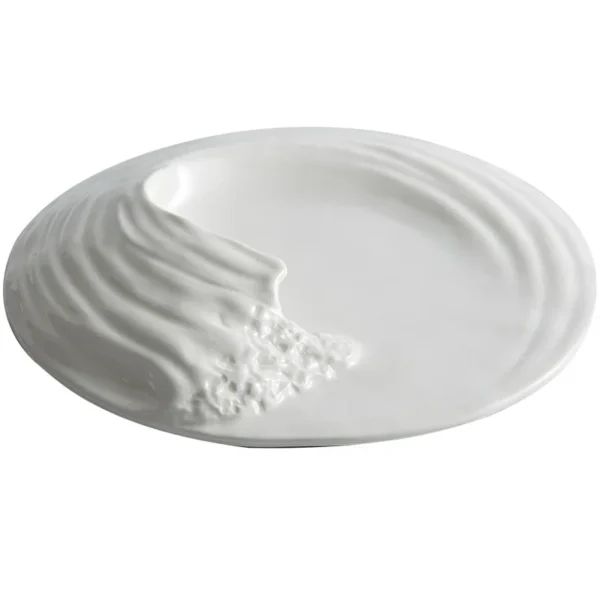 Ceramics Sea Wave Relief Dinner Plate Decorative Porcelain Coast Scenery Serving Dish Feast Tableware For Appetizer 5