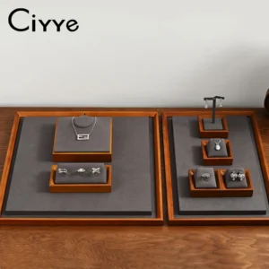 Ciyye Solid Wood Jewelry Display Props Shop Rings Earring Necklace Wooden Jewelry Display Stand Storage Tray