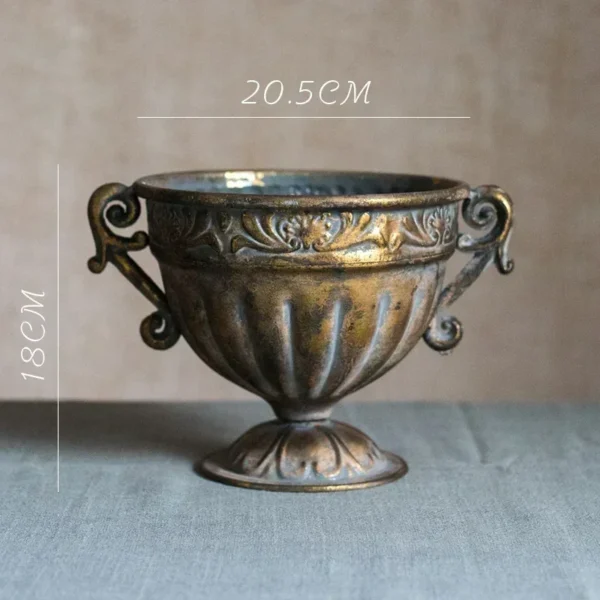 Classical Goblet Flower Vintag Vase Flower Pot Retro Wrought Iron Bouquet Arrangement Gold Candlestick Vase Table 5