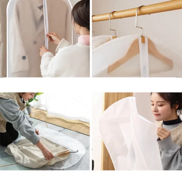 Clothes Hanging Dust Cover Wedding Dress Cover Suit Coat Storage Bag Garment Bags Organizer Wardrobe Hanging 4