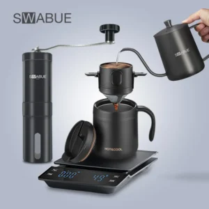 Coffee Set Portable Camping Tools Coffee Cup Mug Filter Dripper Reusable Manual Grinder Mini Gooseneck Kettle