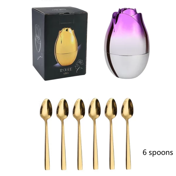 Coffee Spoon Set With Base Holder 6pcs Stainless Steel Dessert Spoons Fork With Organizer Tea Spoon 1