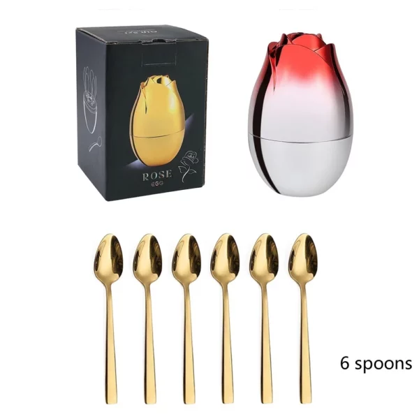 Coffee Spoon Set With Base Holder 6pcs Stainless Steel Dessert Spoons Fork With Organizer Tea Spoon 2