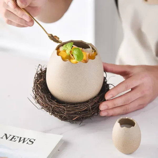 Creative Bird S Nest Eggshell Bowl Ceramic Noodle Bowl Dessert Bowl Dining Room Kitchen Decorative Accessories