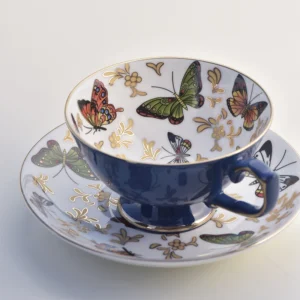 Creative Butterfly Flower Bone China Mug And Saucer Set Safe And Healthy Drinkware Cup Home Office