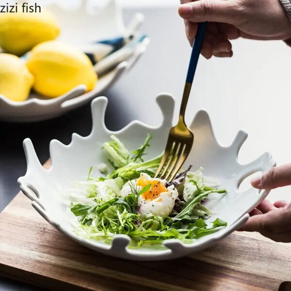 Creative White Irregular Ceramic Plate Salad Dessert Coral Plate Household Tableware Set Dinner Dish Kitchen Utensils 1