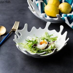 Creative White Irregular Ceramic Plate Salad Dessert Coral Plate Household Tableware Set Dinner Dish Kitchen Utensils