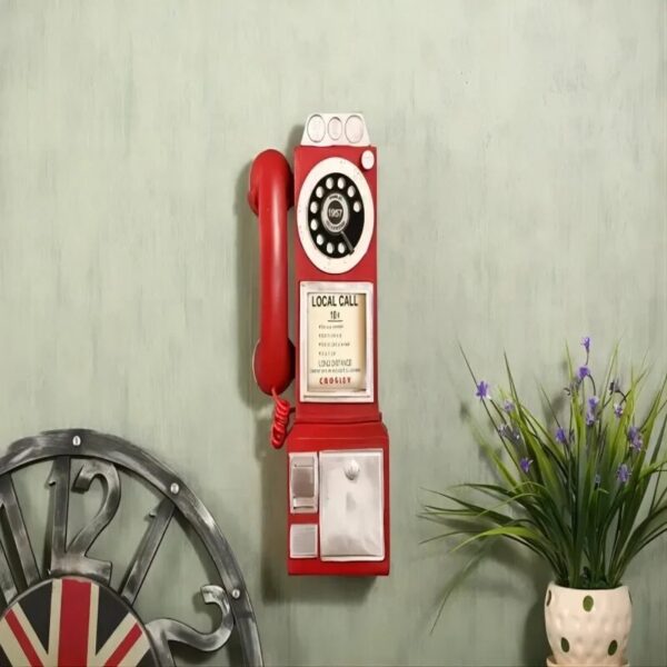 Creativity Vintage Telephone Model Wall Hanging Ornaments Retro Furniture Phone Miniature Crafts Gift For Bar Home 6