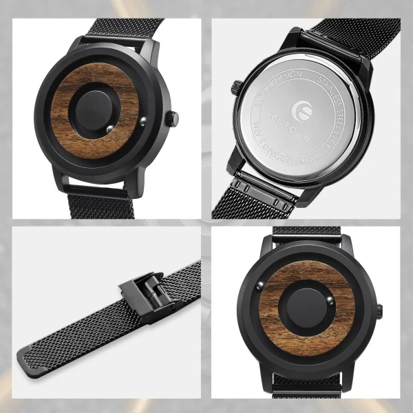 Eutour Minimalist Novelty Wood Dial Scaleless Magnetic Belt Natural Forest Fashion Men S Couple Watch 2