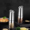 Electric Gravity Salt And Pepper Grinder Mill Set With Blue Light And Stand Spice Jar Spice