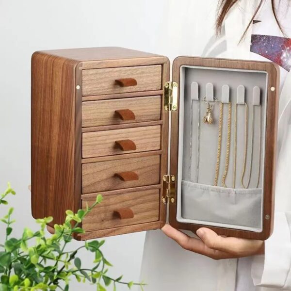 Elegant Storage Organizer For Women 5drawers Jewelry Organizer Wood Necklace Rings Storage Box Unique Organiser Home 2