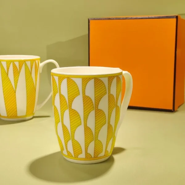 European Bone China Coffee Cup With Orange Box Luxury Porcelain Mugs For Tea Milk Water Drinkware 2