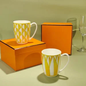 European Bone China Coffee Cup With Orange Box Luxury Porcelain Mugs For Tea Milk Water Drinkware