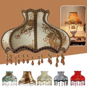 European Home Lamp Shade Vintage High End Fabric Beads Lace Floral Wall Lamp Table Lamp Floor