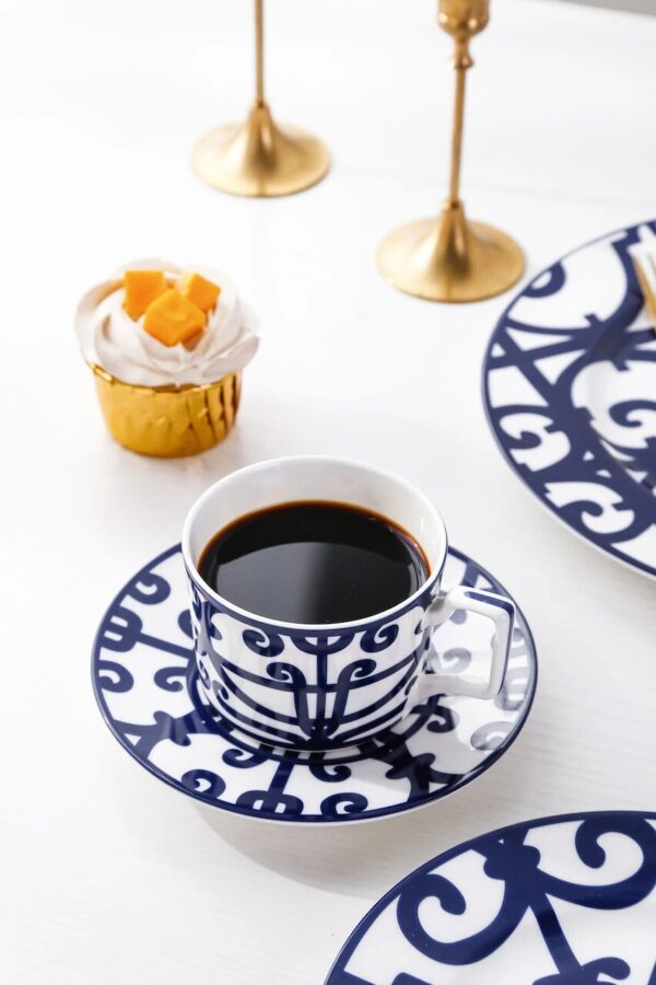 European Wrought Iron Ceramic Plate Set Snack Plate Daily Bone China Coffee Cup And Saucer Dinner 3